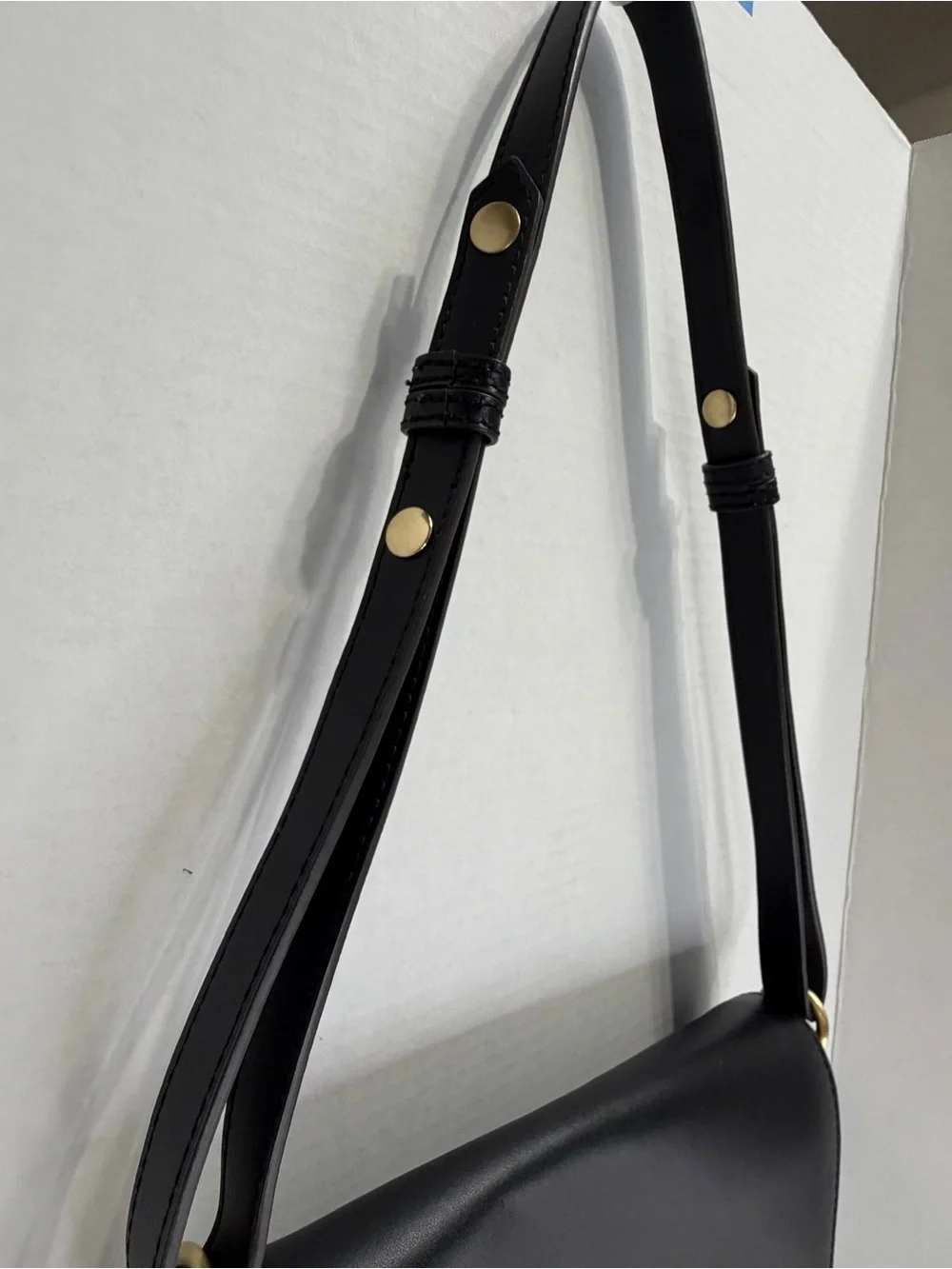 Aimee Kestenberg Black Smooth Leather Crossbody with Gold Hardware